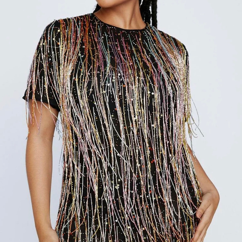 Super fun rainbow bead dress